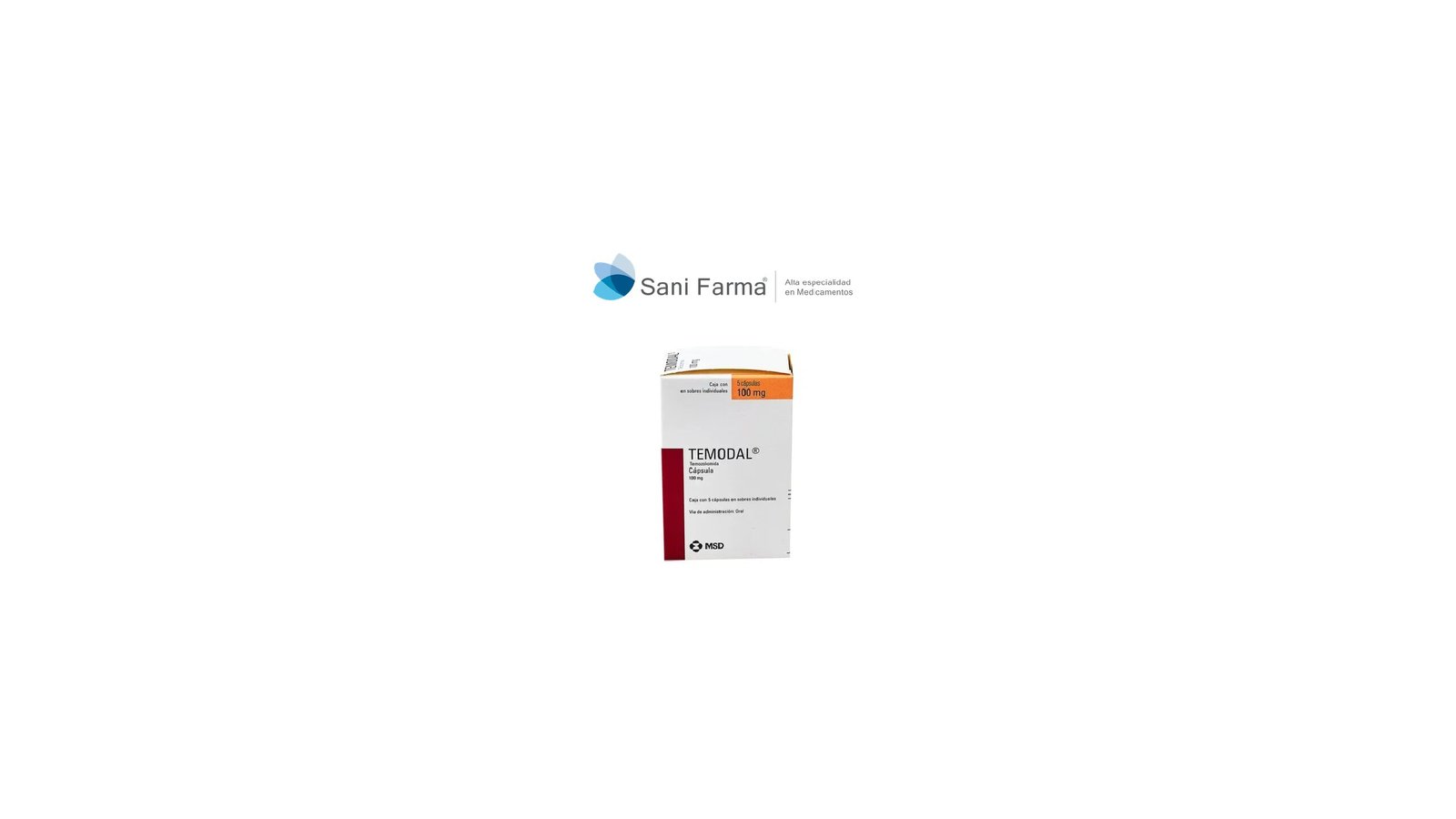 Temodal 100 mg con 5 capsulas - Temozolomida